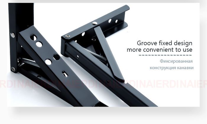 BRAND NEW Black 10inch 2PCS Stainless Steel Folding Triangle Bracket