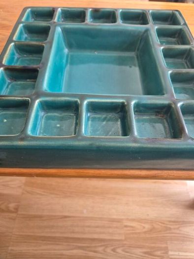 Vintage Teal Studio Pottery Tray - Painting Palette / Jewelry Organizer