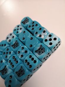 Dice - 20 Blue dice with graphic