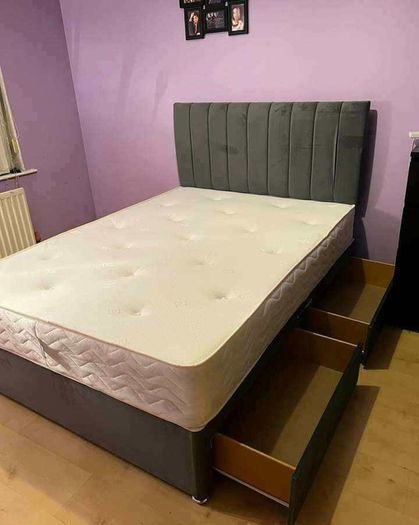 king size 5ft Divan beds, tufted memory foam mattress, and storage drawers option available. Free delivery