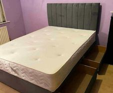 king size 5ft Divan beds, tufted memory foam mattress, and storage drawers option available. Free delivery