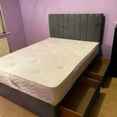king size 5ft Divan beds, tufted memory foam mattress, and storage drawers option available. Free delivery