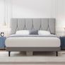 King Bed Frame, Light Grey, Upholstered Wooden Slat Bed Frame with Headboard, Easy Assembly, Underbed Storage, No Box Spring Needed 150x200 Image 8