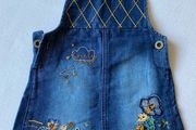 Girl's soft denim jeans flower dungaree dress Dunnes Store