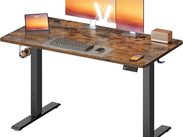 Electric Standing Desk, Height Adjustable Desk, Sedentary Reminder, 4 Memory Heights, for Home Office, 120 x 60 cm, Rustic Brown