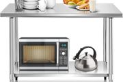 Stainless Steel Tables Commercial Kitchen Catering Table Heavy Duty Preparation Work Bench with Adjustable Under Shelf for Restaurant Home Hotel 91 X 61 X 85 cm