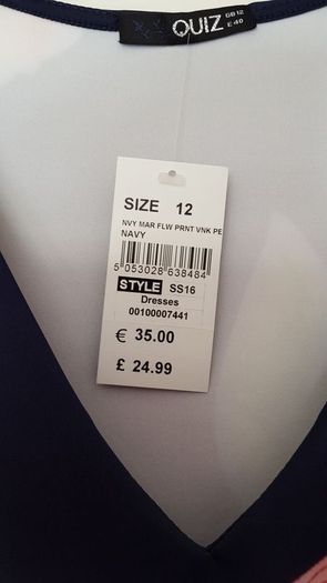 Navy Flower Print Peplum Dress - Size 12