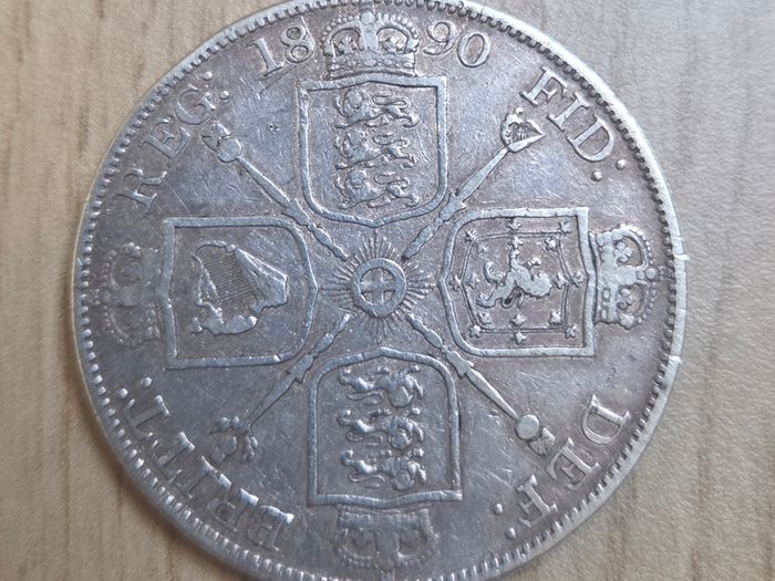 1890 Victoria Double Florin Jubilee Head silver