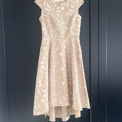 Fee G Occasion Dress - Champagne & Cream Jacquard Midi Dress - brand new - size 10