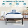 3ft Single Bed Heavy Duty Steel Slats Single Metal Bed Frames with 31.5cm Platform Storage for Adult No Box Spring Needed Easy Assembly Image 4