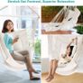 NEW SALE | Hammock Chair Hanging Swing 2 Seat Cushions Included,Strong Webbing Straps and Hooks for Easy Hanging Soft Cotton Weave Hanging Chair Side Pocket Large Tassel Chair Set Comfort Indoor Outdoor Image 3