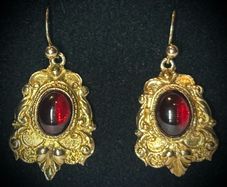 9k Gold Garnet Drop Earrings
