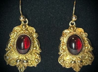 9k Gold Garnet Drop Earrings