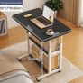 Adjustable Height Computer Desk with Wheels, C Shaped Laptop Table with 2 Shelves, Overbed Table for Bedroom, Sofa, Home Office, Living Room 60x37x60-90cm, Black Image 5