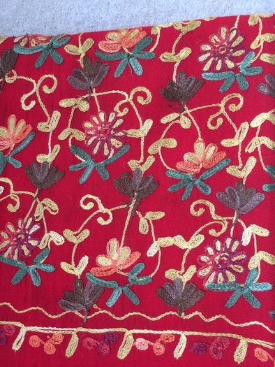 Chinese red embroidered scarf