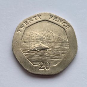 Gibraltar 20 pence Coin Dolphins Rare CA
