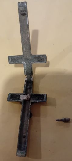 Antique Brass And Wood Crucifix