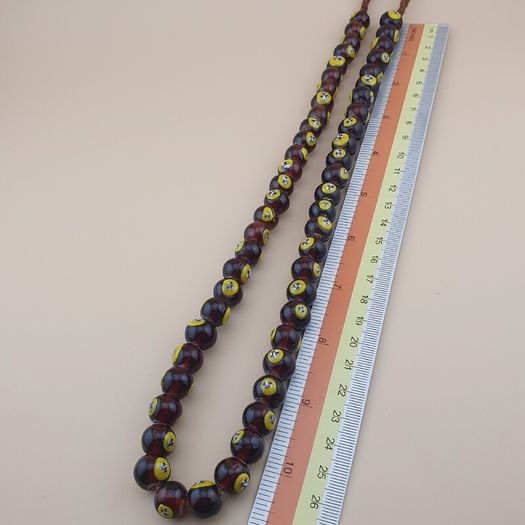 Vintage Venetian African Style Face Glass Beads Necklace 20 inches long