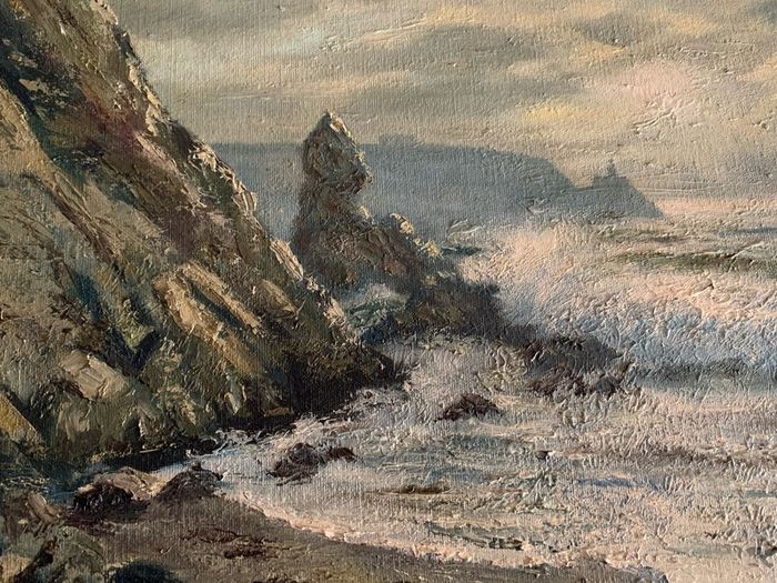 Original oil paintimg, Neville Henderson. "Howth from Doldrum Bay"