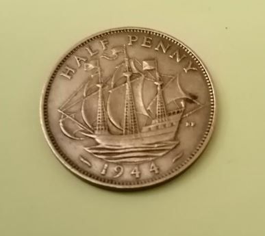 1944 George VI UK Half Penny