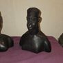 Vintage hand carved African Ebony wood bust of Man and Woman Image 3