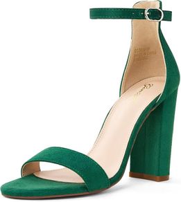 Brand New Zhabtuc Women's Sandals Elegant Block Heel Peep Toe Evening Shoes, Green,