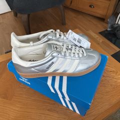 New Adidas Gazelle indoor trainers silver/chrome  10.5uk 45.3eu
