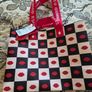 Lulu Guinness Checkered Chess/Lips Tote Shopping Bag - Limited Edition - NEW Image 8