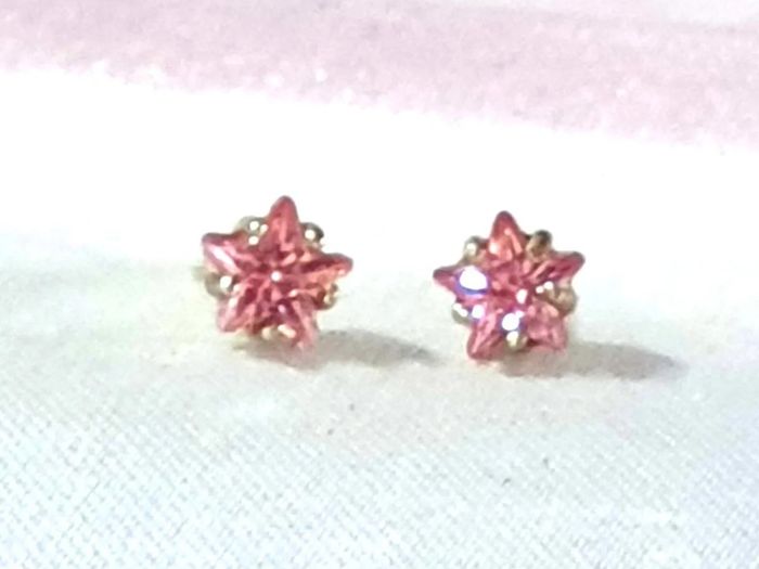 BN White Gold Pink Sapphire Star Studs