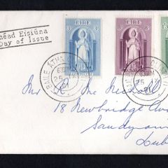 1961 Ireland St.Patrick Commemorative Stamps Plain Addressed First Day Cover (FDC) with Baile Atha Cliath (Dublin) cancel