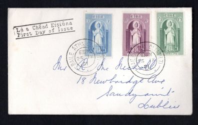 1961 Ireland St.Patrick Commemorative Stamps Plain Addressed First Day Cover (FDC) with Baile Atha Cliath (Dublin) cancel