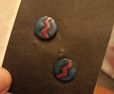 Earrings Handmade Ceramic Porcelain purple and pink