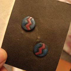 Earrings Handmade Ceramic Porcelain purple and pink
