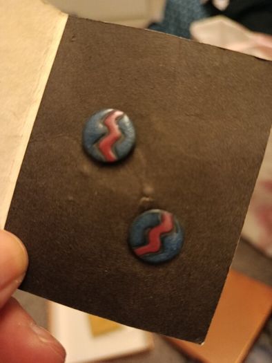 Earrings Handmade Ceramic Porcelain purple and pink