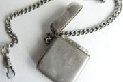Antique Sterling Silver Vesta Match Case Pendant Necklace 46,86g