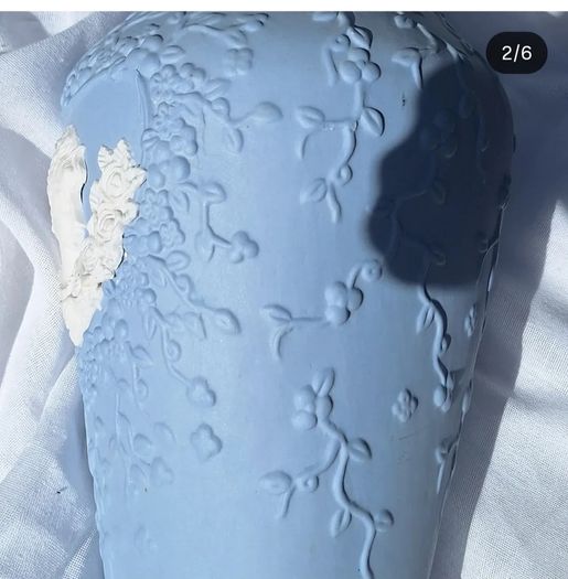 Pair of Blue Cameo Wedgewood Style vases