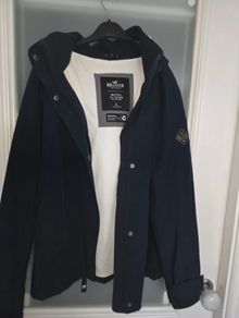 Hollister navy water resistant jacket size L