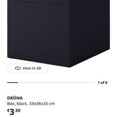 New ikea kallax drona 4 boxes black 3.5e each