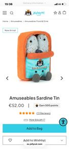 New JELLYCAT Amuseable Sardine Tin