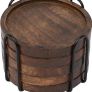 Mango Wood Coasters for Drinks with Iron Holder Stand Set of 5 for Drinking Glasses, Tabletop Protection for Any Table Type Image 2