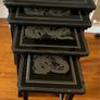 Vintage Oriental Set of 4 Black Lacquered Nest of Tables Image 9