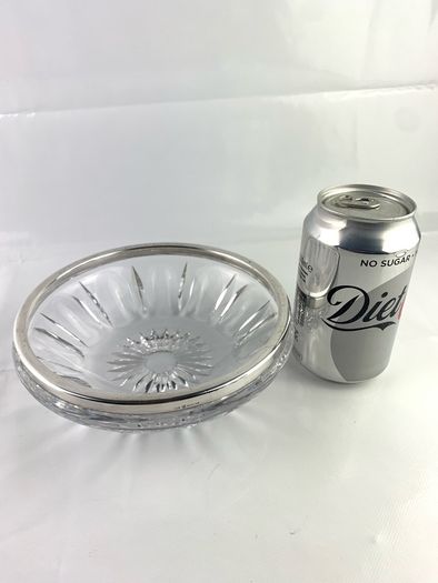 Vintage Hermann Bauer crystal bowl with silver rim