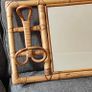 Vintage 1960s Mid Century Modern Italian Bamboo and Rattan Wall Mirror with coat rack, maybe 70s Image 4
