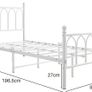 Single Metal Bed Frame 90 x x190 cm with Headboard and Footboard Heavy Duty Foundation,Metal Slat Support, White Image 4