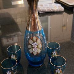 Murano Decanter and 5 shot glasses