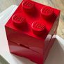 Red LEGO 4-Stud Storage Bricks Stackable Lift-Off Lid (Pair) Image 4