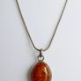 Vintage Baltic Amber Sterling Silver Pendant, rope Necklace length 18" - 5,7g Image 2