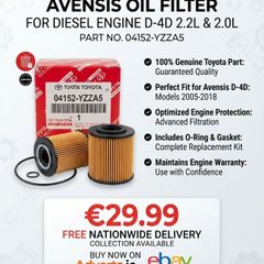 Genuine Toyota Avensis D-4D 2.0 2.2 Diesel Oil Filter 04152-YZZA5 OEM