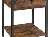 Bedside Table with Drawer and Shelf