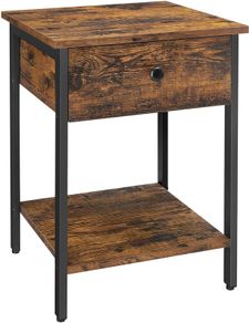 _Bedside Table with Drawer and Shelf